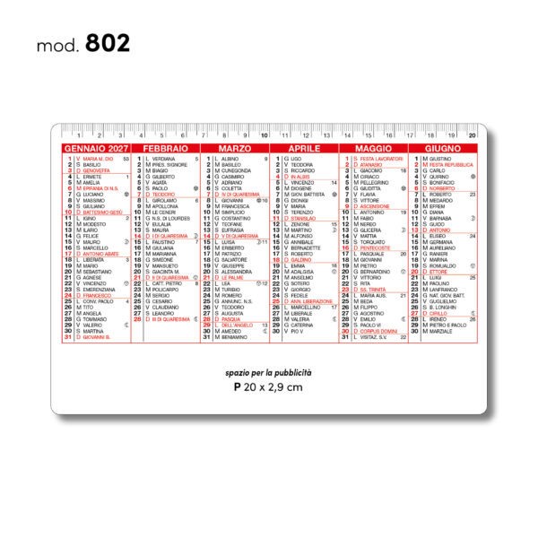 Calendari 2027 SEMESTRINI e SEMESTRONI