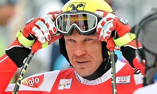 epa01617876 Austrian Hermann Maier reacts after the training for the downhill competition at the Alpine Skiing World Cup in Garmisch-Partenkirchen, Germany, 29 January 2009. The downhill race will take place on 31 January 2009. EPA/Andreas Gebert